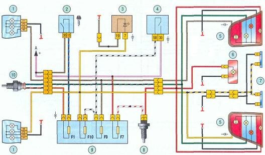 Электросхема подключения габаритов ваз 1117